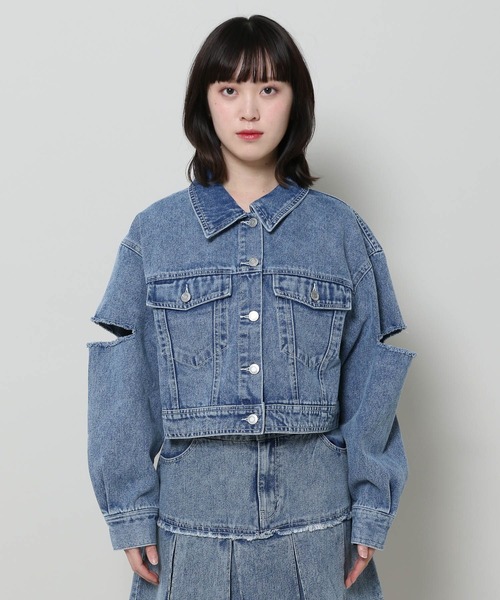 3.3 Field Trip （3.3フィールドトリップ）の「3.3 Field Trip／スリットデニムジャケット　2995302（デニムジャケット・レディース・ブルー/ブラック・FREE）」の3枚目の写真