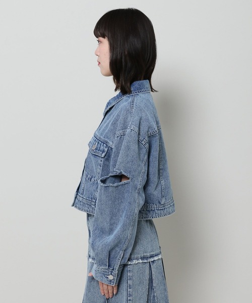 3.3 Field Trip （3.3フィールドトリップ）の「3.3 Field Trip／スリットデニムジャケット　2995302（デニムジャケット・レディース・ブルー/ブラック・FREE）」の4枚目の写真