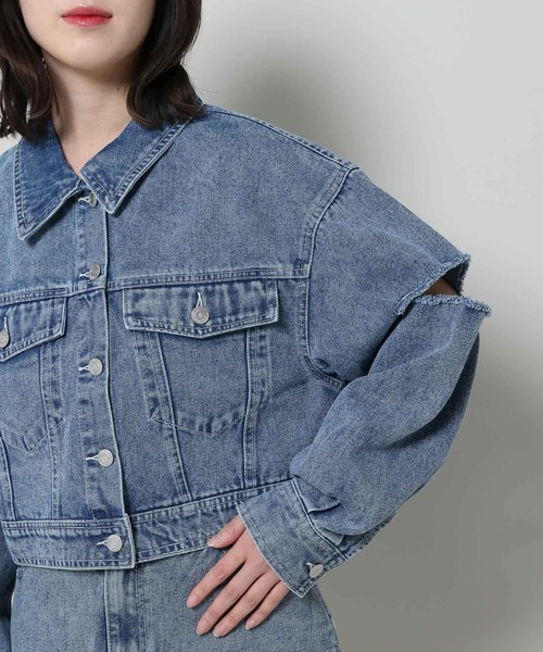 3.3 Field Trip （3.3フィールドトリップ）の「3.3 Field Trip／スリットデニムジャケット　2995302（デニムジャケット・レディース・ブルー/ブラック・FREE）」の7枚目の写真