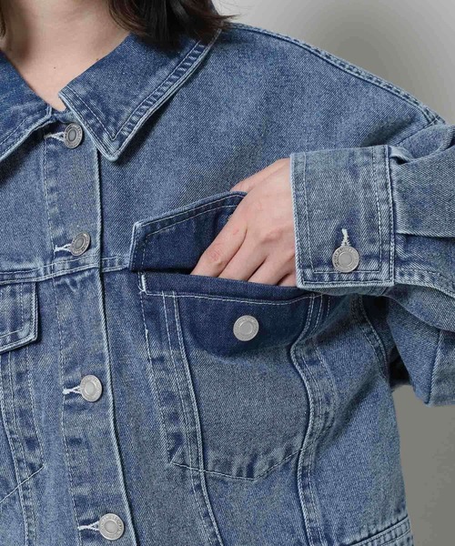 3.3 Field Trip （3.3フィールドトリップ）の「3.3 Field Trip／スリットデニムジャケット　2995302（デニムジャケット・レディース・ブルー/ブラック・FREE）」の9枚目の写真