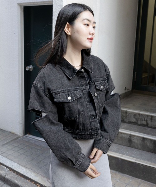 3.3 Field Trip （3.3フィールドトリップ）の「3.3 Field Trip／スリットデニムジャケット　2995302（デニムジャケット・レディース・ブルー/ブラック・FREE）」の15枚目の写真