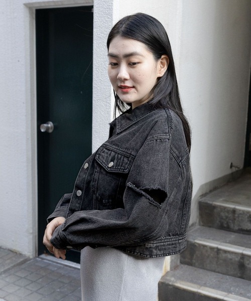 3.3 Field Trip （3.3フィールドトリップ）の「3.3 Field Trip／スリットデニムジャケット　2995302（デニムジャケット・レディース・ブルー/ブラック・FREE）」の16枚目の写真