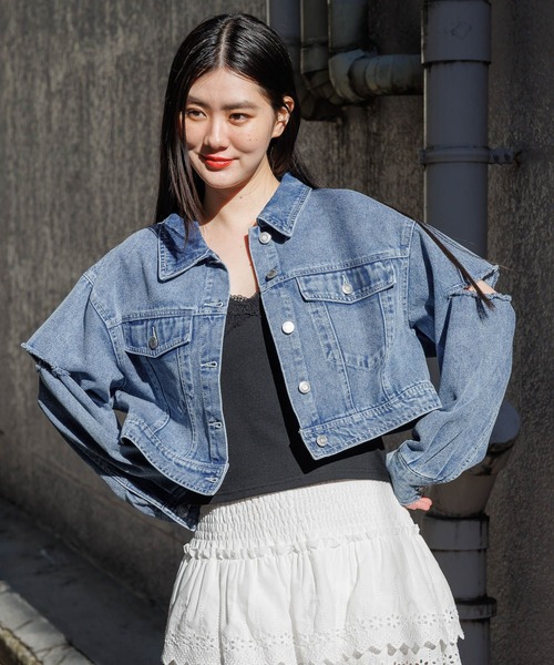3.3 Field Trip （3.3フィールドトリップ）の「3.3 Field Trip／スリットデニムジャケット　2995302（デニムジャケット・レディース・ブルー/ブラック・FREE）」の19枚目の写真