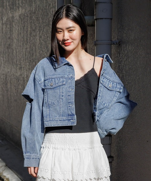 3.3 Field Trip （3.3フィールドトリップ）の「3.3 Field Trip／スリットデニムジャケット　2995302（デニムジャケット・レディース・ブルー/ブラック・FREE）」の20枚目の写真