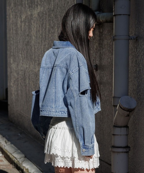 3.3 Field Trip （3.3フィールドトリップ）の「3.3 Field Trip／スリットデニムジャケット　2995302（デニムジャケット・レディース・ブルー/ブラック・FREE）」の21枚目の写真