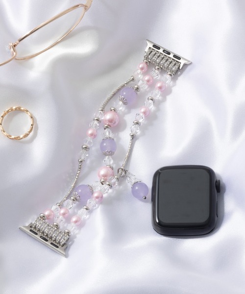 emonique(エモニーク)の「ジュエリー パール Apple Watch バンド スマートウォッチバンド【38/40/41/42/44/45/49mm対応】(デジタル腕時計・レディース・パープル/ピンクゴールド/ホワイト/ピンク/ブラック・38/42)」の1枚目の写真