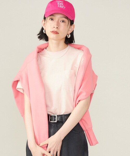 SHIPS(シップス)の「SHIPS NINE CASE:ポケット TEE ◇(Tシャツ/カットソー・レディース・オリーブ/ホワイト/ピンク・ONE SIZE)」の1枚目の写真