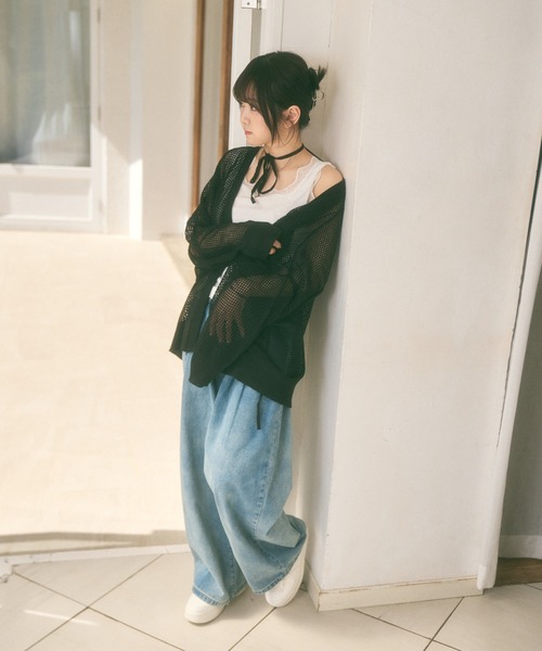 Ada.(エイダ)の「<Peachyyouth × Ada.>メッシュ リボンデザイン ルーズ カーディガン(カーディガン/ボレロ・レディース・ブラック/ホワイト/ライトグレー・FREE)」の21枚目の写真