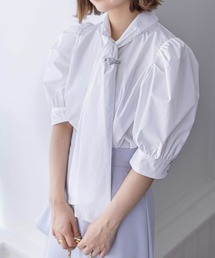 clear | ハートビジューボタンパフスリーブボウタイ五分袖ブラウス≪2024SS新作≫(シャツ/ブラウス)