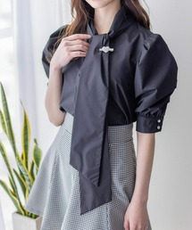 clear | ハートビジューボタンパフスリーブボウタイ五分袖ブラウス≪2024SS新作≫(シャツ/ブラウス)