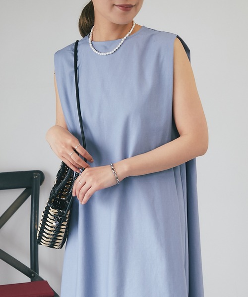 un dix cors（アンディコール）の「麻混肩タックストレートワンピース（ワンピース・レディース・ネイビー/パープル・FREE）」の15枚目の写真