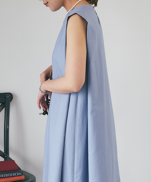 un dix cors（アンディコール）の「麻混肩タックストレートワンピース（ワンピース・レディース・ネイビー/パープル・FREE）」の16枚目の写真