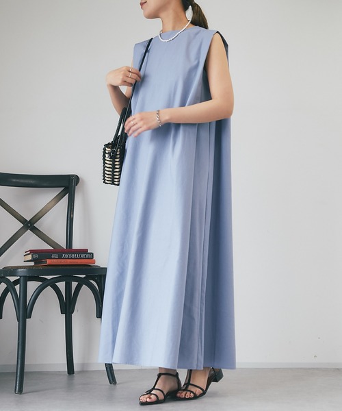 un dix cors（アンディコール）の「麻混肩タックストレートワンピース（ワンピース・レディース・ネイビー/パープル・FREE）」の14枚目の写真