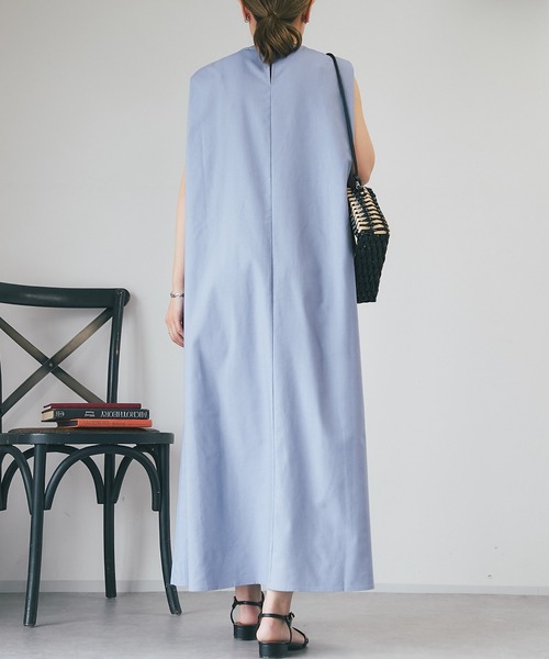 un dix cors（アンディコール）の「麻混肩タックストレートワンピース（ワンピース・レディース・ネイビー/パープル・FREE）」の13枚目の写真