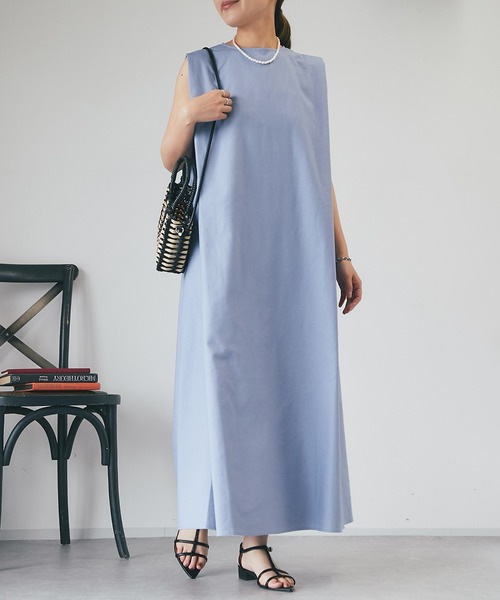 un dix cors（アンディコール）の「麻混肩タックストレートワンピース（ワンピース・レディース・ネイビー/パープル・FREE）」の11枚目の写真