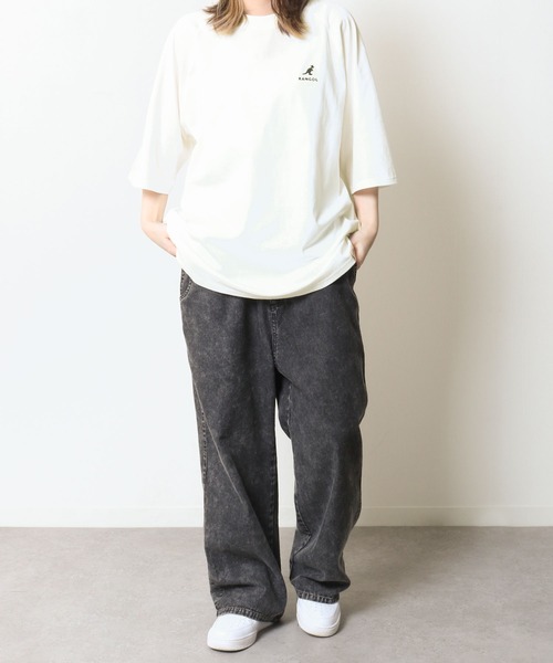 KANGOL(カンゴール)の「【KANGOL】 ピグメント ワンポイント ロゴ 刺繍 ビッグシルエット ラグラン ハーフスリーブ Tシャツ(Tシャツ/カットソー・メンズ・ネイビー/ネイビー系/ホワイト×ブラック/ブラック/ホワイト・MEDIUM/LARGE)」の22枚目の写真