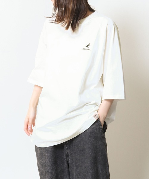 KANGOL(カンゴール)の「【KANGOL】 ピグメント ワンポイント ロゴ 刺繍 ビッグシルエット ラグラン ハーフスリーブ Tシャツ(Tシャツ/カットソー・メンズ・ネイビー/ネイビー系/ホワイト×ブラック/ブラック/ホワイト・MEDIUM/LARGE)」の10枚目の写真