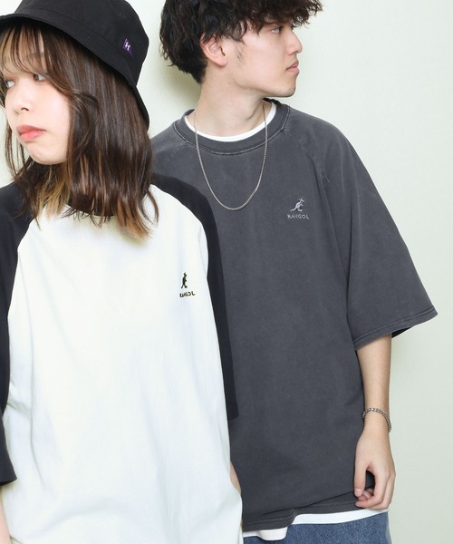 KANGOL(カンゴール)の「【KANGOL】 ピグメント ワンポイント ロゴ 刺繍 ビッグシルエット ラグラン ハーフスリーブ Tシャツ(Tシャツ/カットソー・メンズ・ネイビー/ネイビー系/ホワイト×ブラック/ブラック/ホワイト・MEDIUM/LARGE)」の21枚目の写真