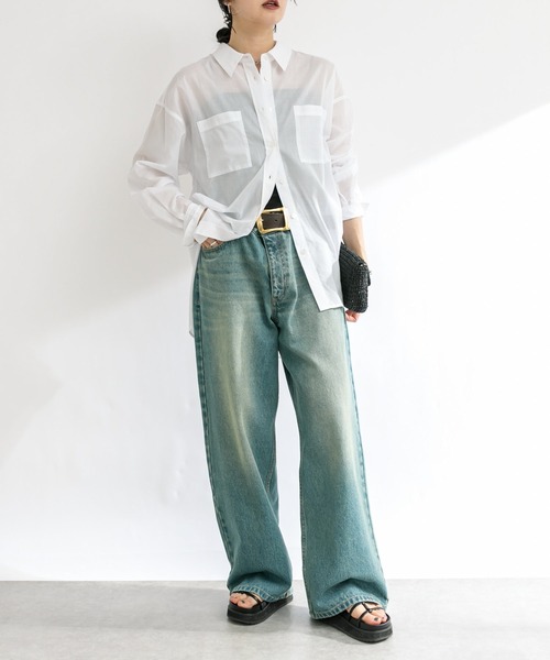 RIVE DROITE(リヴドロワ)の「【軽やかな素材感】コットンローンシアーシャツ(シャツ/ブラウス・レディース・ベージュ/ネイビー/オレンジ/ホワイト/サックスブルー/ピンク・FREE)」の8枚目の写真