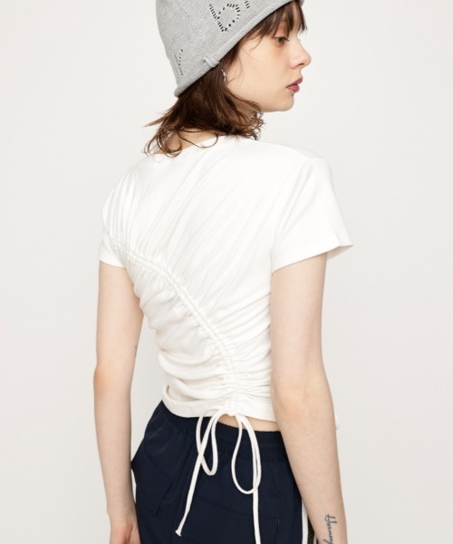 tシャツ ドロストギャザーコンパクトカットソー レディース SLY（スライ）の「DROST GATHER COMPACT TOPS ドロスト ギャザー