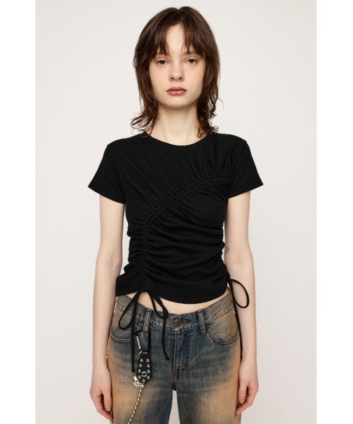 tシャツ ドロストギャザーコンパクトカットソー レディース SLY（スライ）の「DROST GATHER COMPACT TOPS ドロスト ギャザー