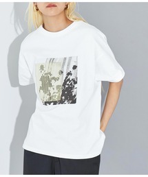 Settimissimo | オーバーサイズ モノクロフラワープリント Tシャツ(Tシャツ/カットソー)