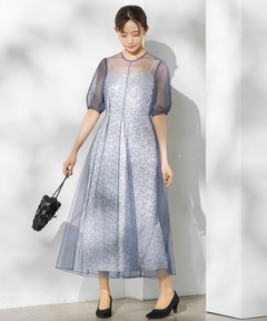 セール】DENIM BUSTIER DOCKING FLARE DRESS（ワンピース