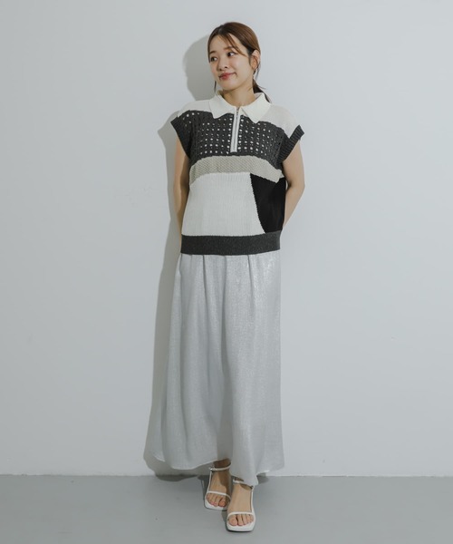 SENSE OF PLACE by URBAN RESEARCH(センスオブプレイスバイアーバンリサーチ)の「カラーブロックスキッパーニット(ベスト・レディース・ホワイト系その他/ブラック系その他/グレー系その他・ONE)」の13枚目の写真