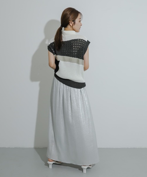 SENSE OF PLACE by URBAN RESEARCH(センスオブプレイスバイアーバンリサーチ)の「カラーブロックスキッパーニット(ベスト・レディース・ホワイト系その他/ブラック系その他/グレー系その他・ONE)」の14枚目の写真