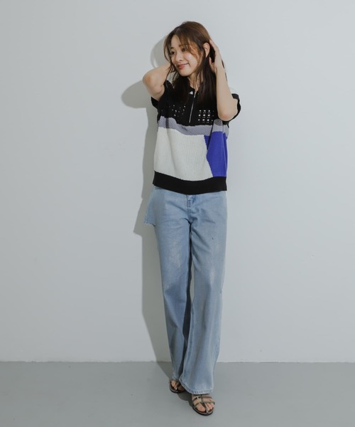 SENSE OF PLACE by URBAN RESEARCH(センスオブプレイスバイアーバンリサーチ)の「カラーブロックスキッパーニット(ベスト・レディース・ホワイト系その他/ブラック系その他/グレー系その他・ONE)」の17枚目の写真