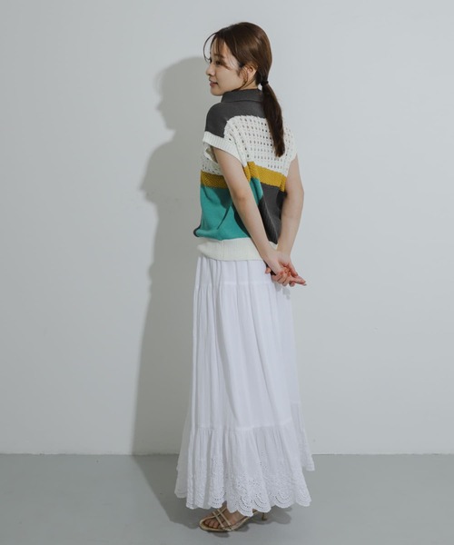 SENSE OF PLACE by URBAN RESEARCH(センスオブプレイスバイアーバンリサーチ)の「カラーブロックスキッパーニット(ベスト・レディース・ホワイト系その他/ブラック系その他/グレー系その他・ONE)」の20枚目の写真