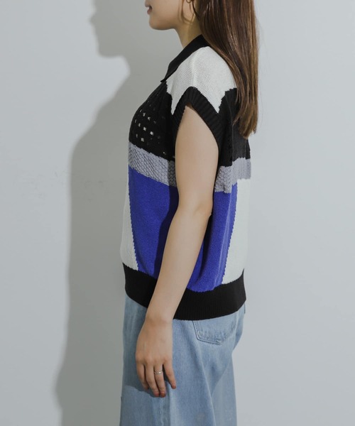 SENSE OF PLACE by URBAN RESEARCH(センスオブプレイスバイアーバンリサーチ)の「カラーブロックスキッパーニット(ベスト・レディース・ホワイト系その他/ブラック系その他/グレー系その他・ONE)」の22枚目の写真