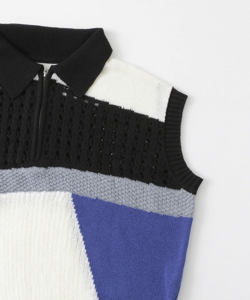 SENSE OF PLACE by URBAN RESEARCH(センスオブプレイスバイアーバンリサーチ)の「カラーブロックスキッパーニット(ベスト・レディース・ホワイト系その他/ブラック系その他/グレー系その他・ONE)」の7枚目の写真