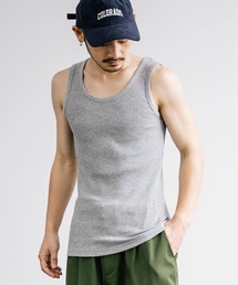 Uネックリブ編みタンクトップ