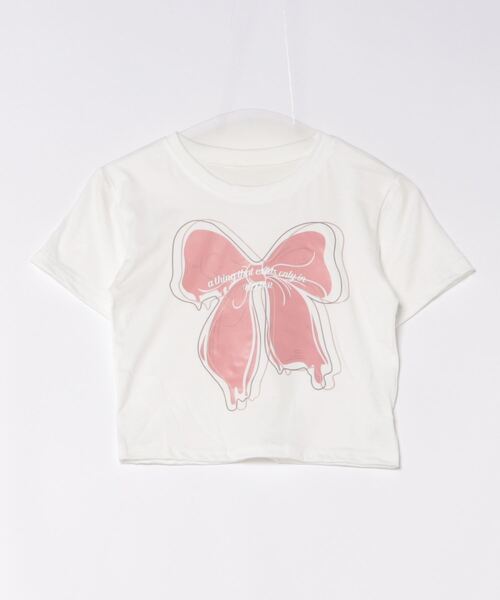 Jayro（ジャイロ）の「リボンプリントTシャツ（Tシャツ/カットソー・レディース・ホワイト/ブラック・FREE）」の6枚目の写真