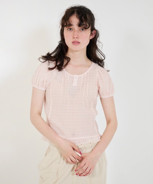 Sheer Henley neck blouse TINA: JOJUN — прозрачная блузка-хенли