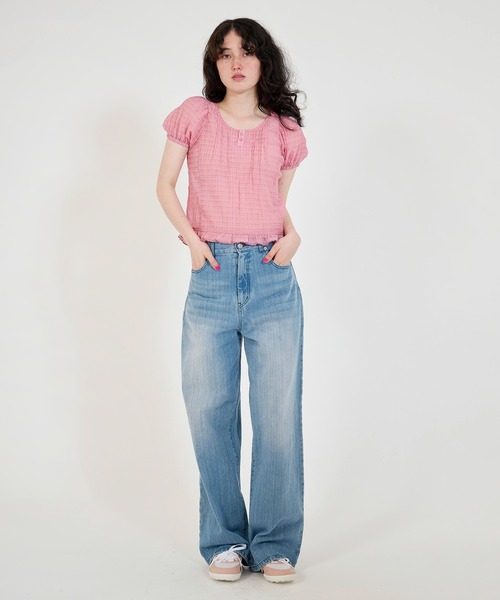 シアー ヘンリーネックブラウス TINA：JOJUN シアー ヘンリーネックブラウス TINA：JOJUN（シャツ/ブラウス