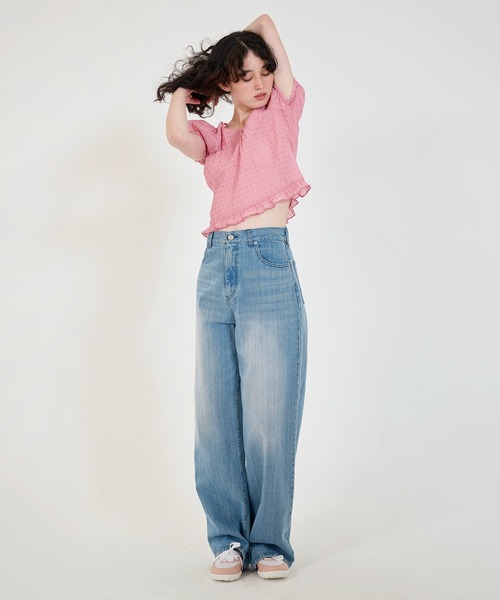 TINA:JOJUN(ティーナジョジュン)の「シアー ヘンリーネックブラウス TINA:JOJUN(シャツ/ブラウス・レディース・ベビーピンク/チェリーピンク/アイボリー・M)」の11枚目の写真
