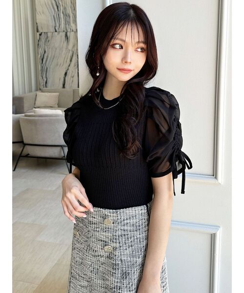 RESEXXY(リゼクシー)の「シアースリーブデザインニットトップス(ニット/セーター・レディース・ホワイト/ピンク/ブラック・FREE)」の10枚目の写真