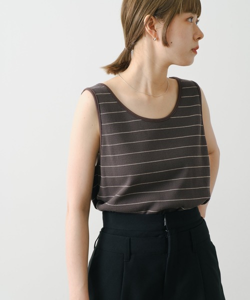 WHIMSIC(ウィムジック)の「【UNISEX】サーマルボーダータンクトップ(タンクトップ・メンズ・チャコールグレー/ブルー/アイボリー/ミント・FREE)」の3枚目の写真