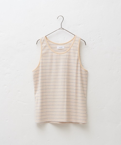 WHIMSIC(ウィムジック)の「【UNISEX】サーマルボーダータンクトップ(タンクトップ・メンズ・チャコールグレー/ブルー/アイボリー/ミント・FREE)」の2枚目の写真