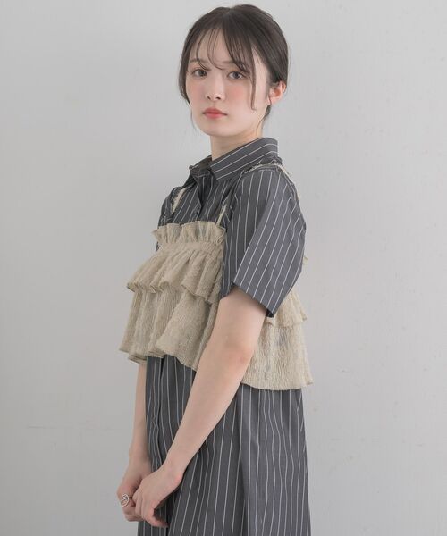RETRO GIRL(レトロガール)の「フリルビスチェSETシャツOP(シャツワンピース・レディース・ナチュラル/ライトグレー/ブラウン・FREE)」の10枚目の写真