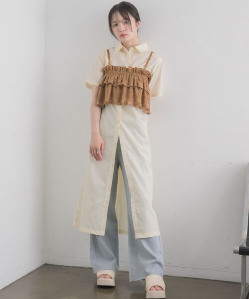 RETRO GIRL(レトロガール)の「フリルビスチェSETシャツOP(シャツワンピース・レディース・ナチュラル/ライトグレー/ブラウン・FREE)」の17枚目の写真