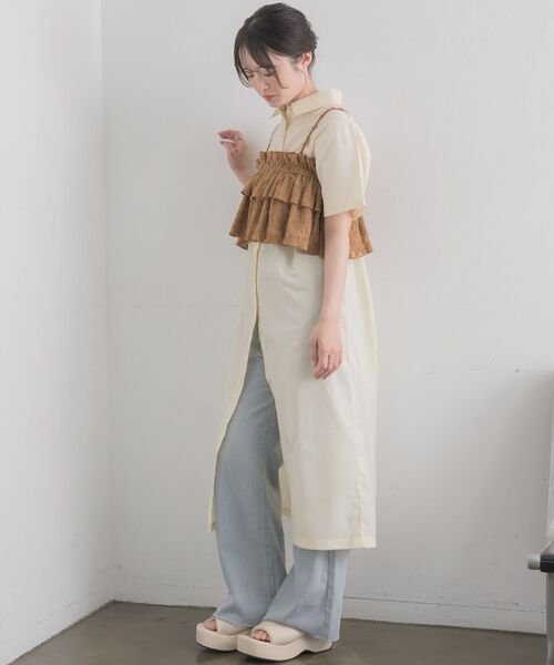 RETRO GIRL(レトロガール)の「フリルビスチェSETシャツOP(シャツワンピース・レディース・ナチュラル/ライトグレー/ブラウン・FREE)」の18枚目の写真