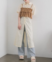 RETRO GIRL | フリルビスチェSETシャツOP(シャツワンピース)