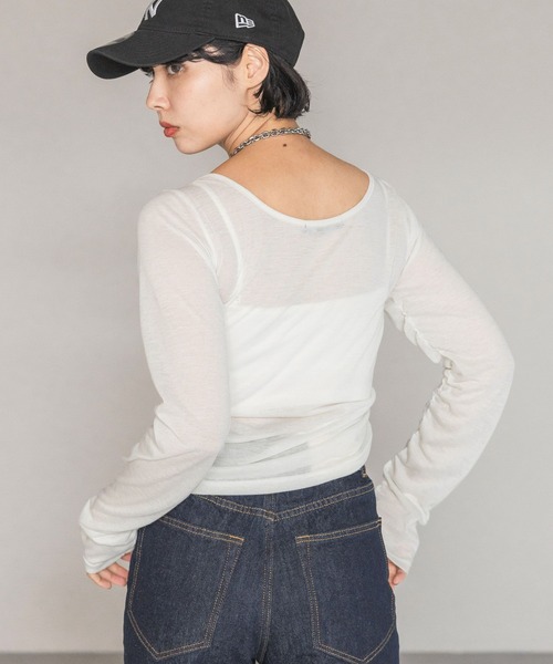 PAGEBOY(ページボーイ)の「ドロストシャーリングスリーブ(Tシャツ/カットソー・レディース・ブラック/ホワイト・FREE)」の8枚目の写真