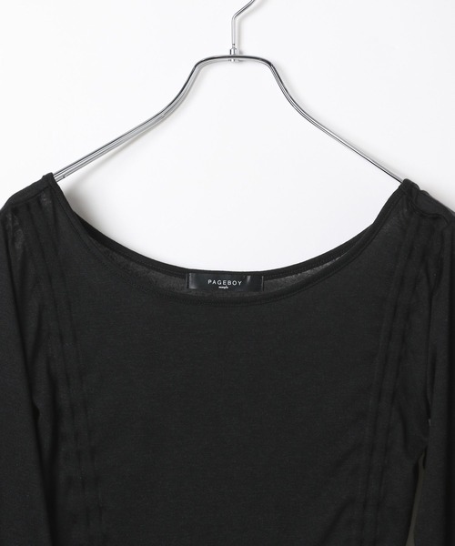 PAGEBOY(ページボーイ)の「ドロストシャーリングスリーブ(Tシャツ/カットソー・レディース・ブラック/ホワイト・FREE)」の17枚目の写真