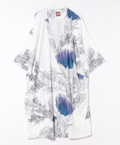 カヤ(カヤ)の「【カヤ】薊乃長羽織(カーディガン/ボレロ・レディース・スミクロ/パープル系その他/ホワイト×ブルー・FREE)」の4枚目の写真