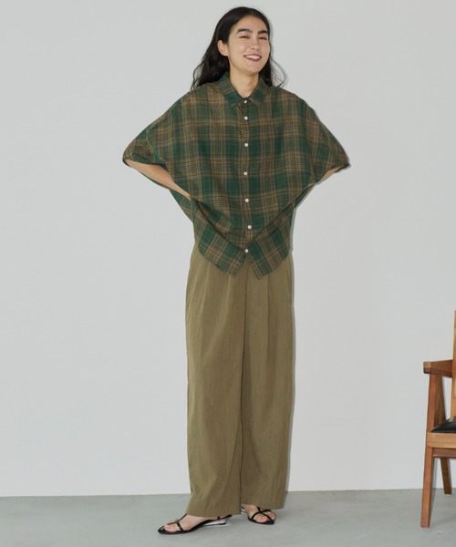 Libra Cue（リブラ キュー）の「タックスラックスパンツ（スラックス・レディース・ベージュ/ネイビー・FREE）」の6枚目の写真