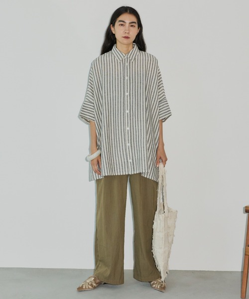 Libra Cue（リブラ キュー）の「タックスラックスパンツ（スラックス・レディース・ベージュ/ネイビー・FREE）」の9枚目の写真